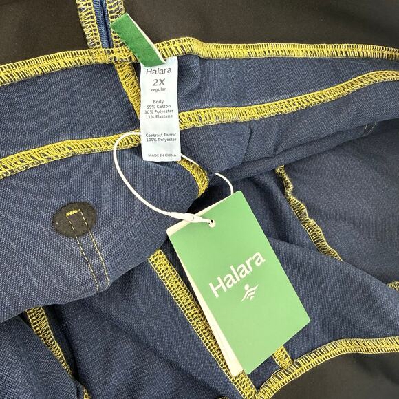 Halara Flex Size 2X High Waisted Wide Leg Pull On Casual Jeans Royal Blue Denim - Picture 8 of 11